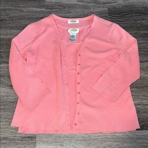 Talbots Coral Cardigan and Tank Set Size Small